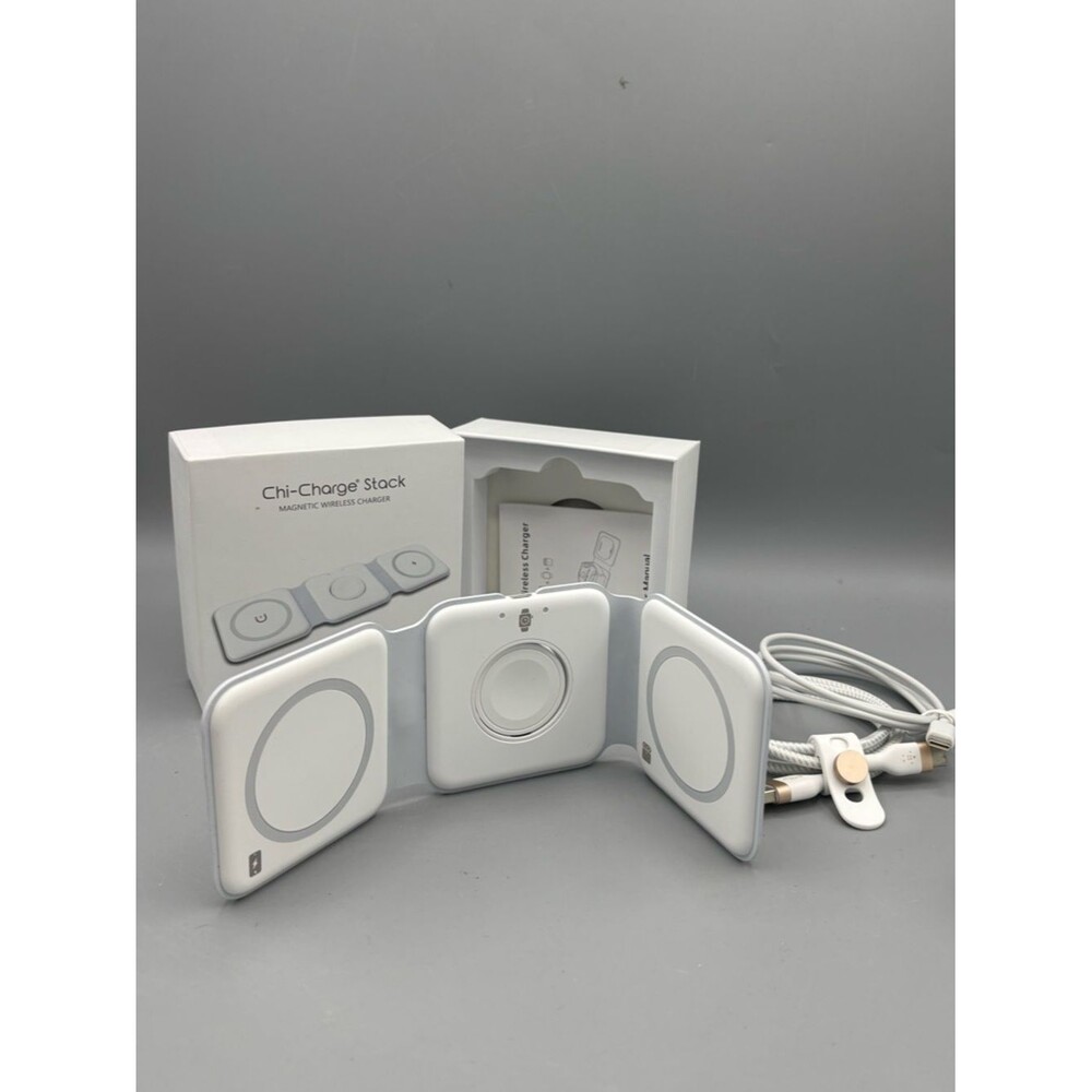 Chi-Charge Stack Magnetic Wireless Charger - White